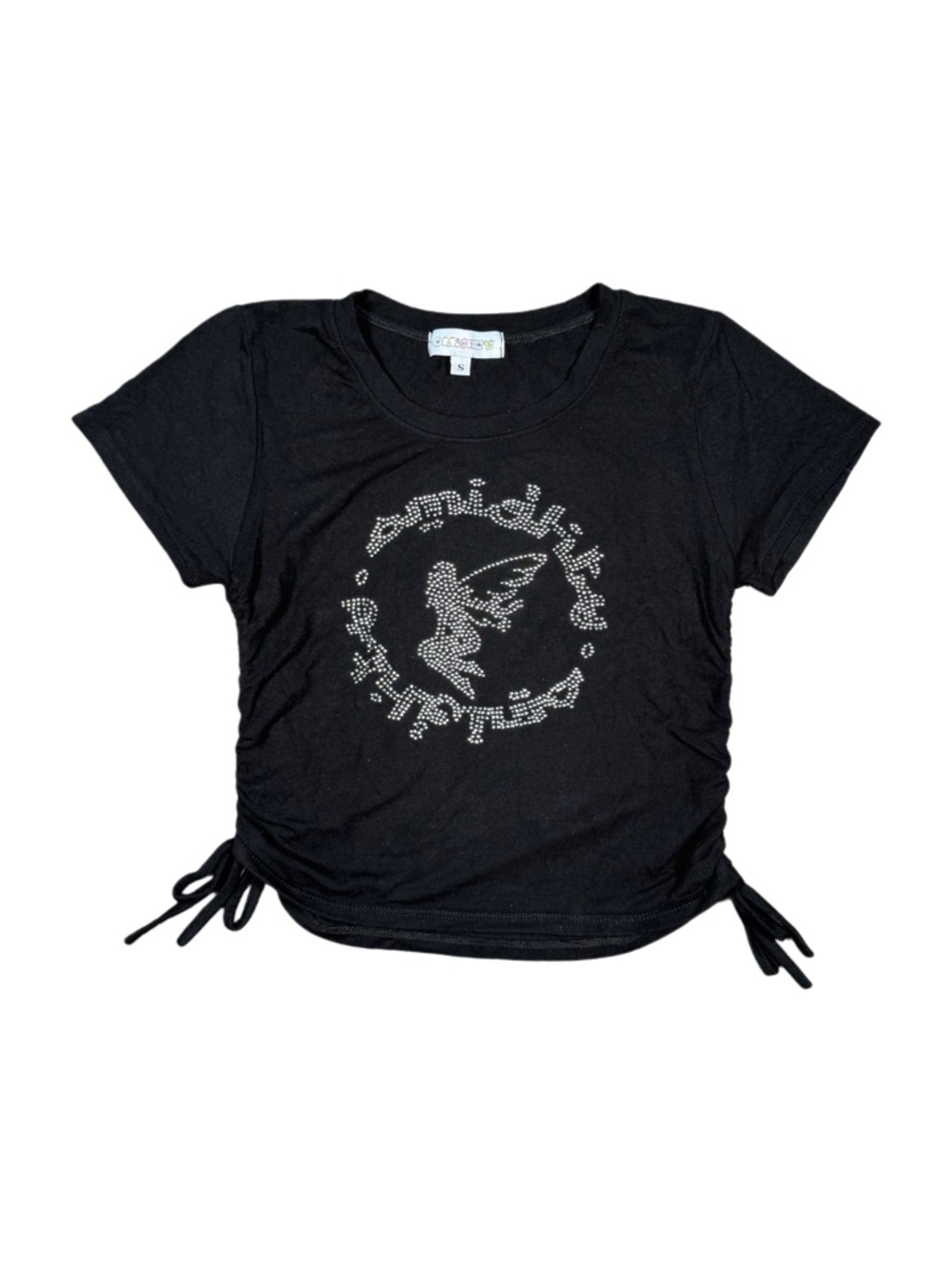 Omighty Black Rhinestone Fairy Tee with Side Ties